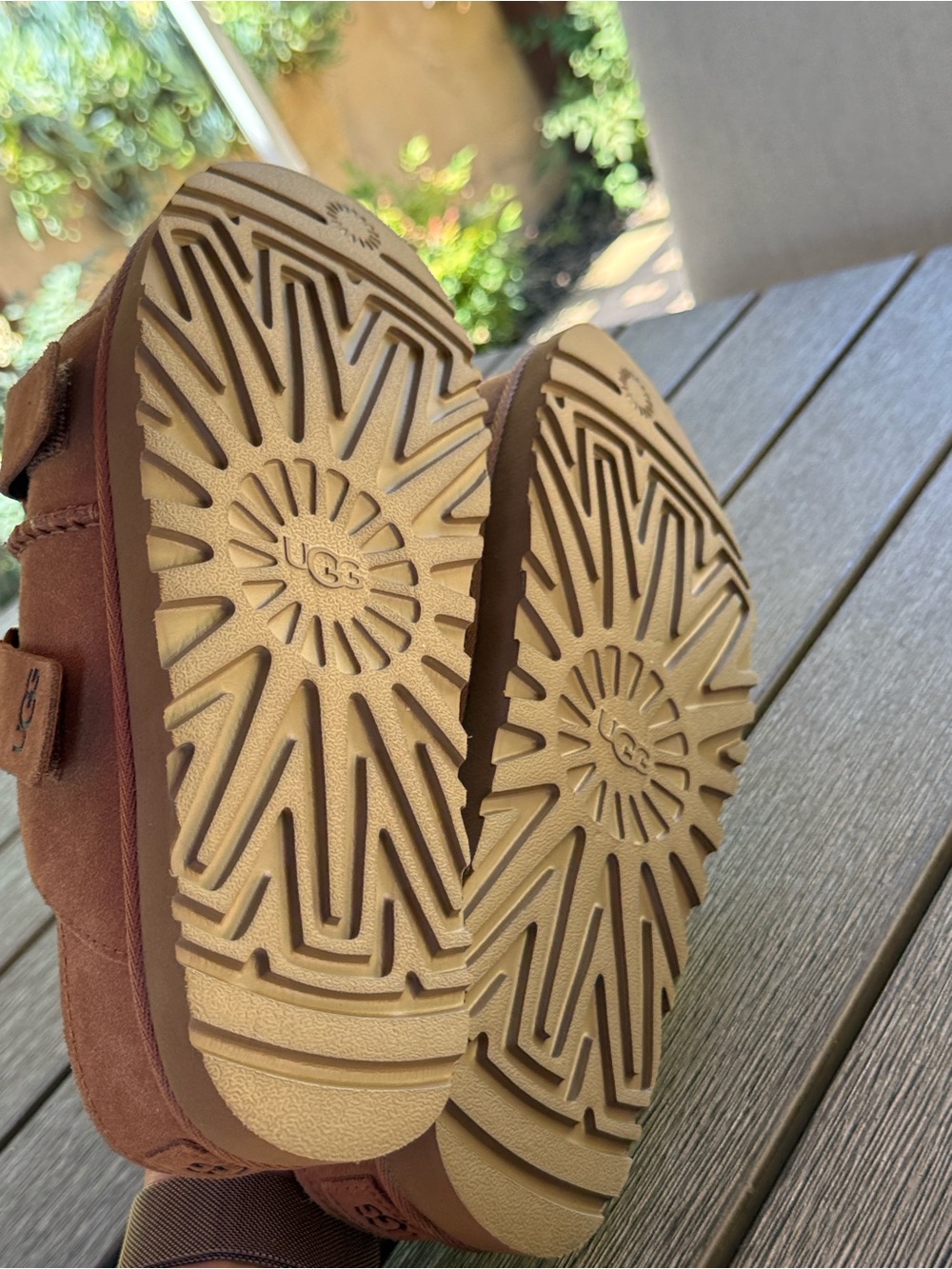 UGG Chestnut Suede Double-Strap Platform Slides - Picture 7 of 7
